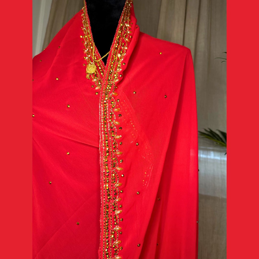 Fiery Red with Golden Accents