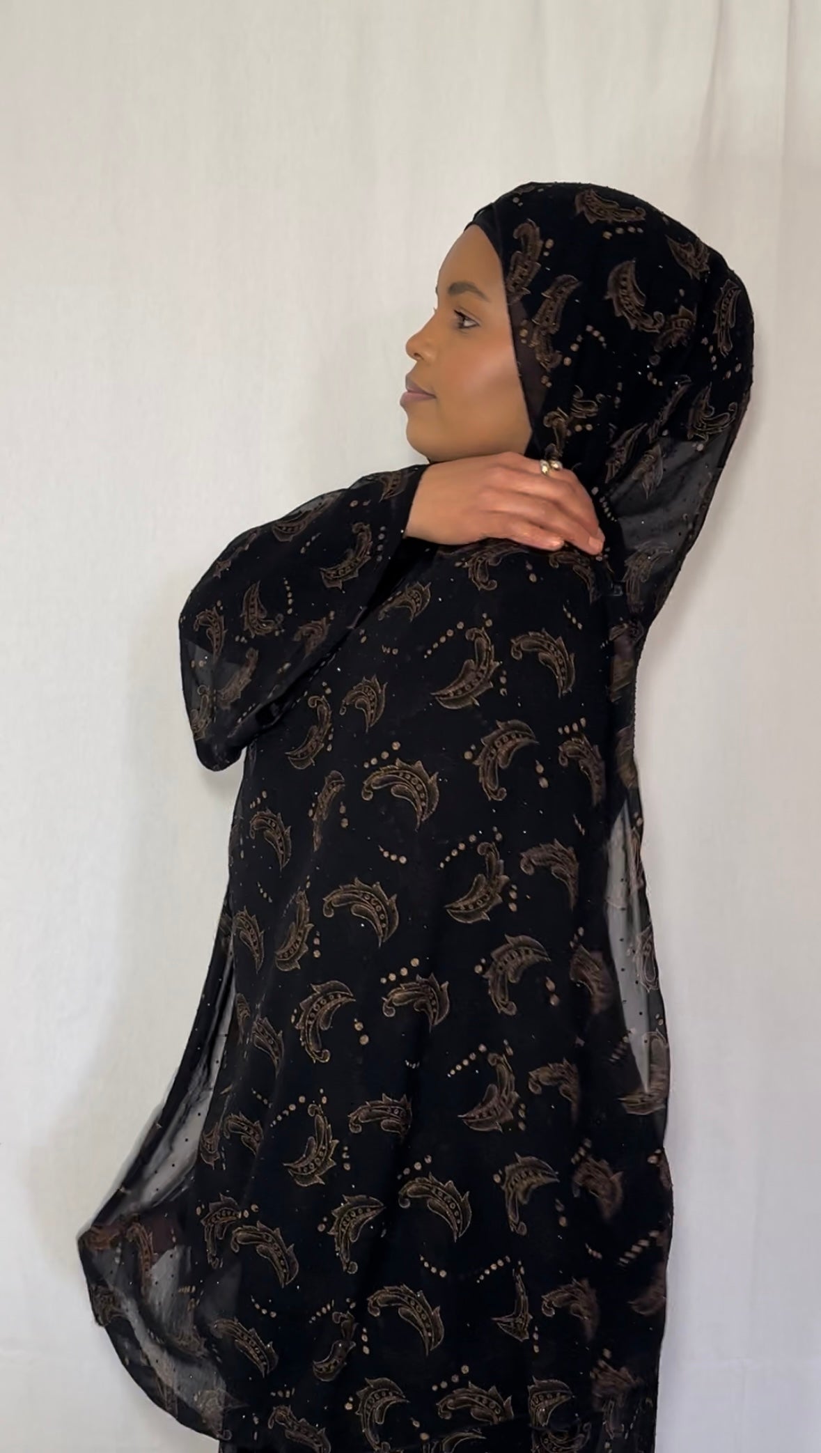 Beige detailed Abaya