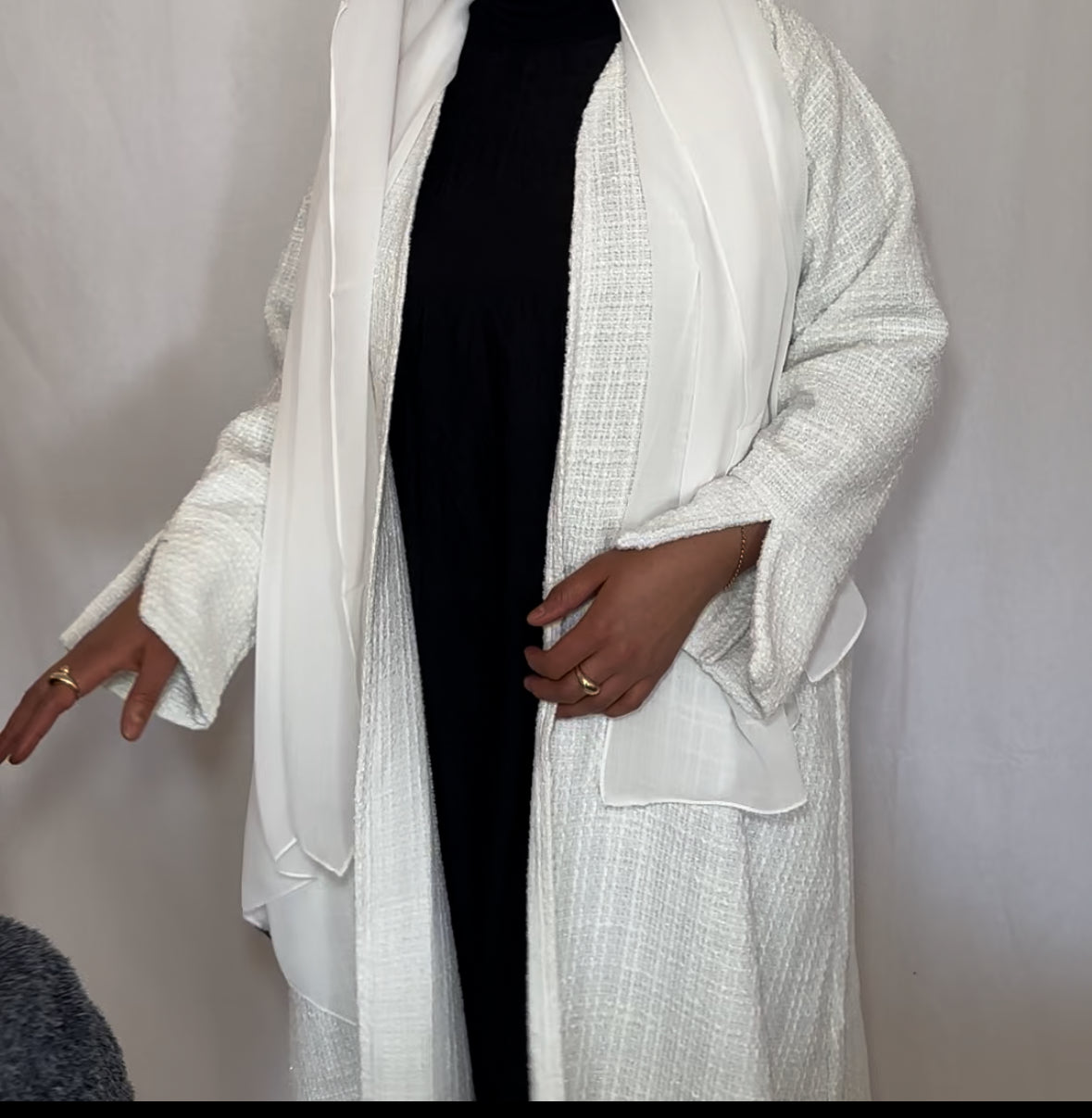 White structured Abaya